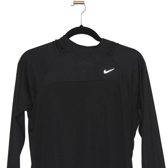 Nike Mesh Sleeve Black Long Sleeve Dri Fit Top Medium - Picture 2 of 5